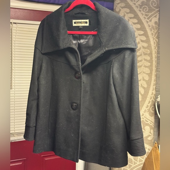 Kristen Blake Wool and Cashmere Blend Midi Coat in Black - Picture 1 of 5